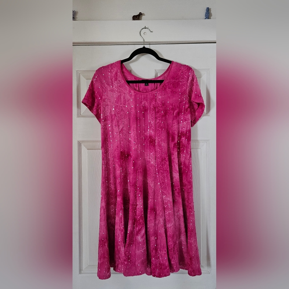 Sami & Jo Vibrant Pink Boho Dress. Hippie Flowy